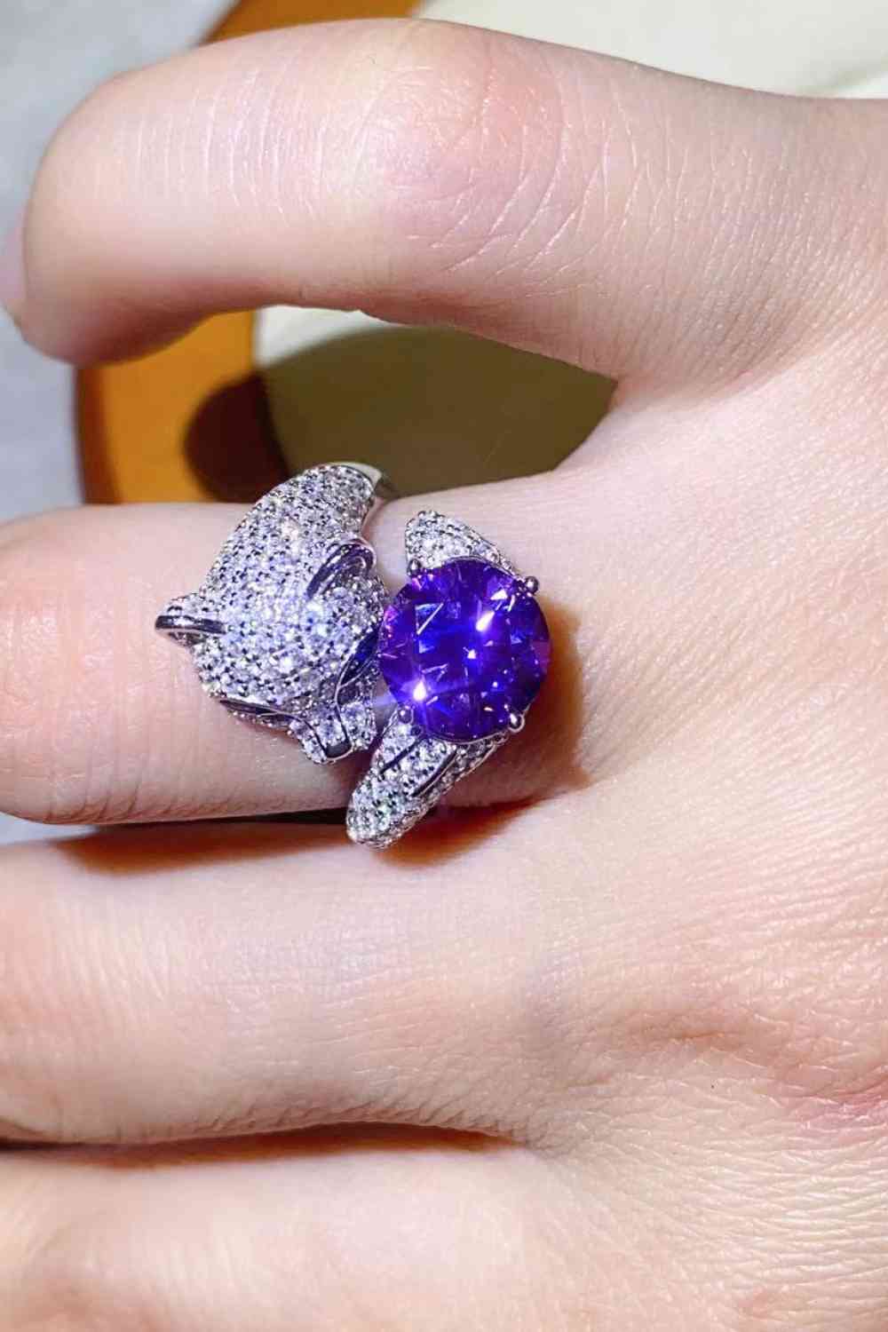 Bague de dérivation animale réglable en moissanite de 2 carats