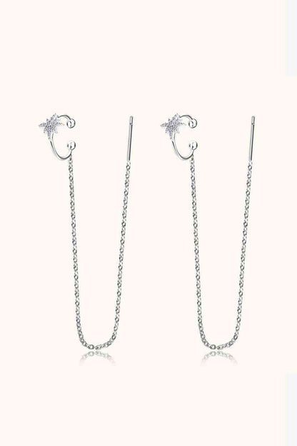 Boucles d'oreilles enfileur en argent sterling 925 Moissanite