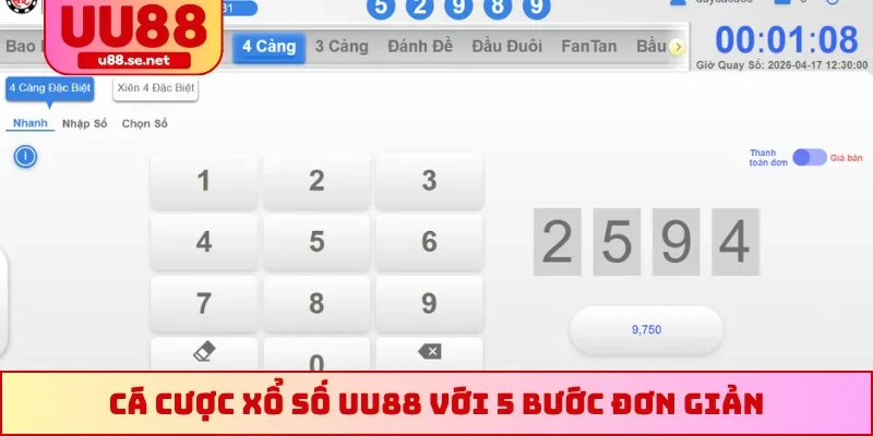 Cá cược xổ số UU88 với 5 bước đơn giản
