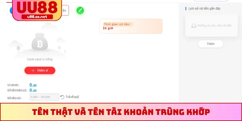Tên thật và tên tài khoản trùng khớp