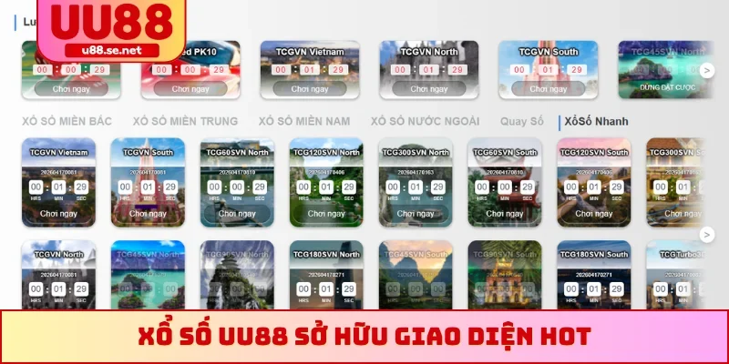 Xổ số UU88 sở hữu giao diện hot